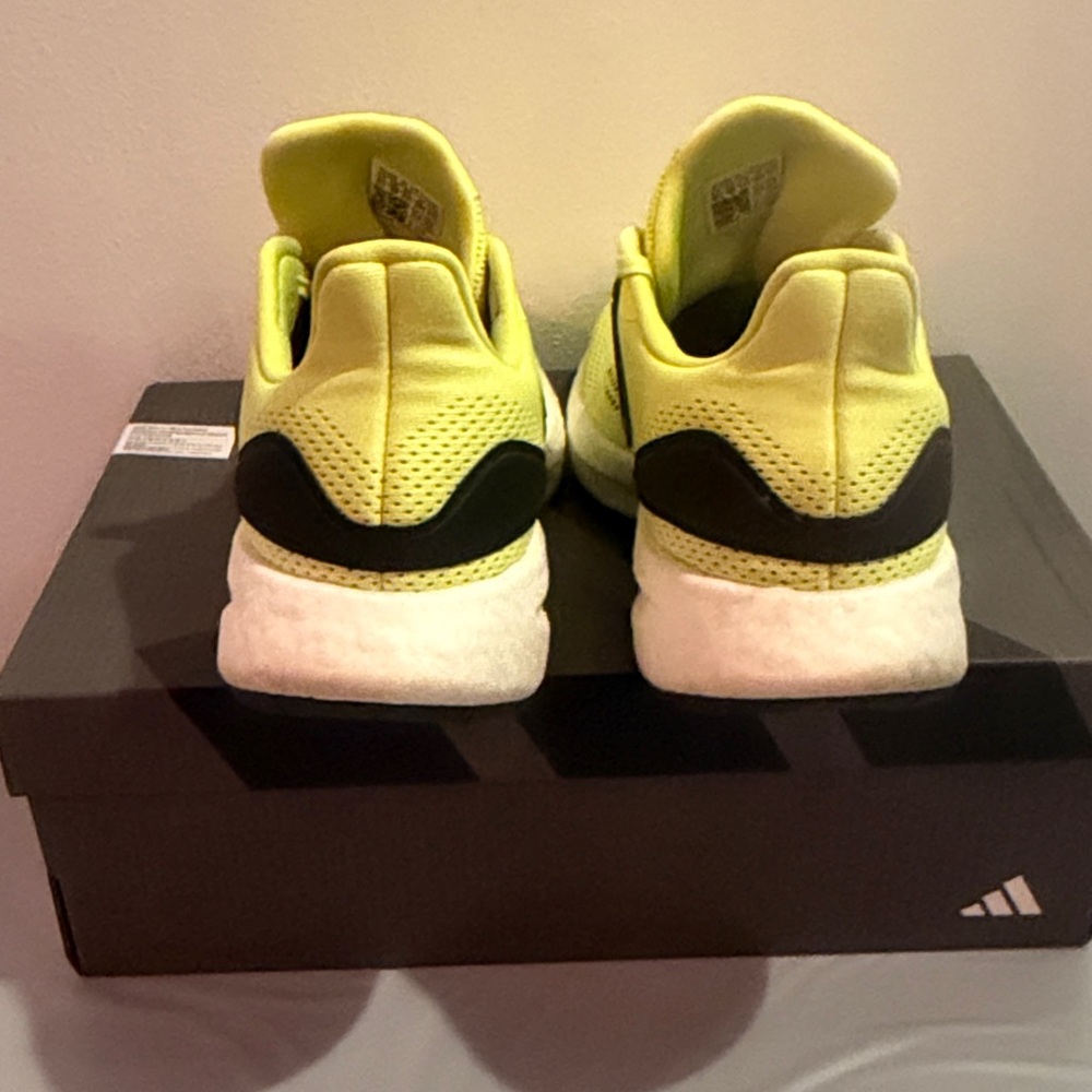 adidas Pure Boost 22 Bright Yellow Athletic Running Shoes with Black Accents - Picture 5 of 6
